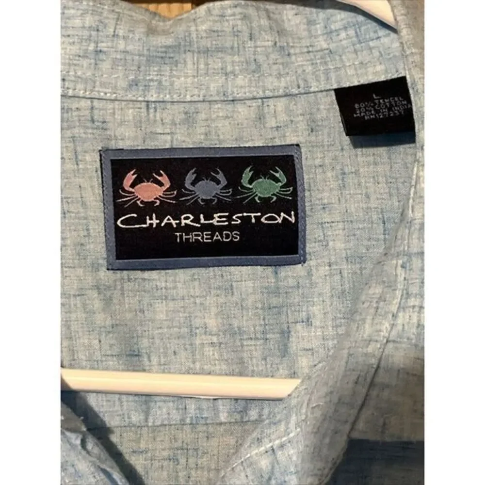 Charleston Threads Mens Button Up Large Great Blue Color‎